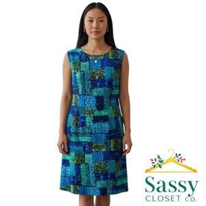 L.A.N.Y. Liberty Apparel Sleeveless Printed Dress Boho Summer Size Large EUC